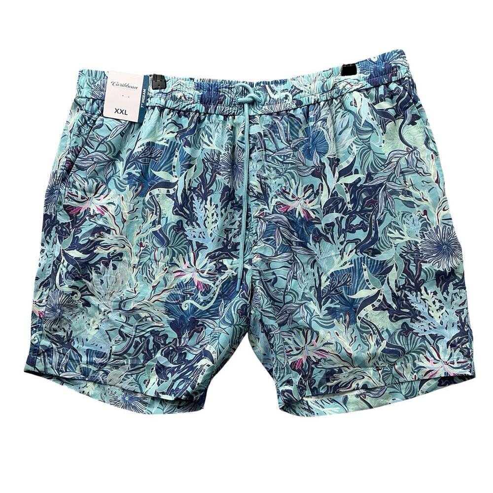 NWT Caribbean Roundtree & Yorke Shorts Men XXL X 7 Elastic Waist Multicolored